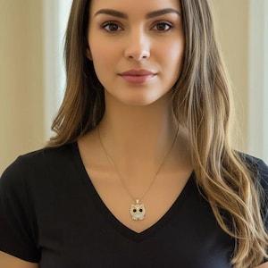 CZ Owl necklace, Gold - 20 inch - - LadybugfeetDesigns -