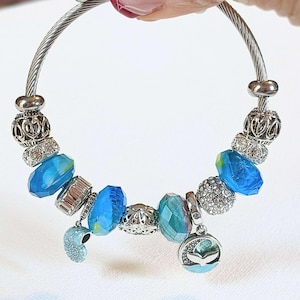 Ocean Lover Euro Cuff Wrap Bracelet, Silver - - LadybugfeetDesigns -