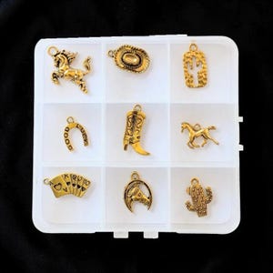 Wild West II Themed Charm Box - 9 pc., Gold - - LadybugfeetDesigns -