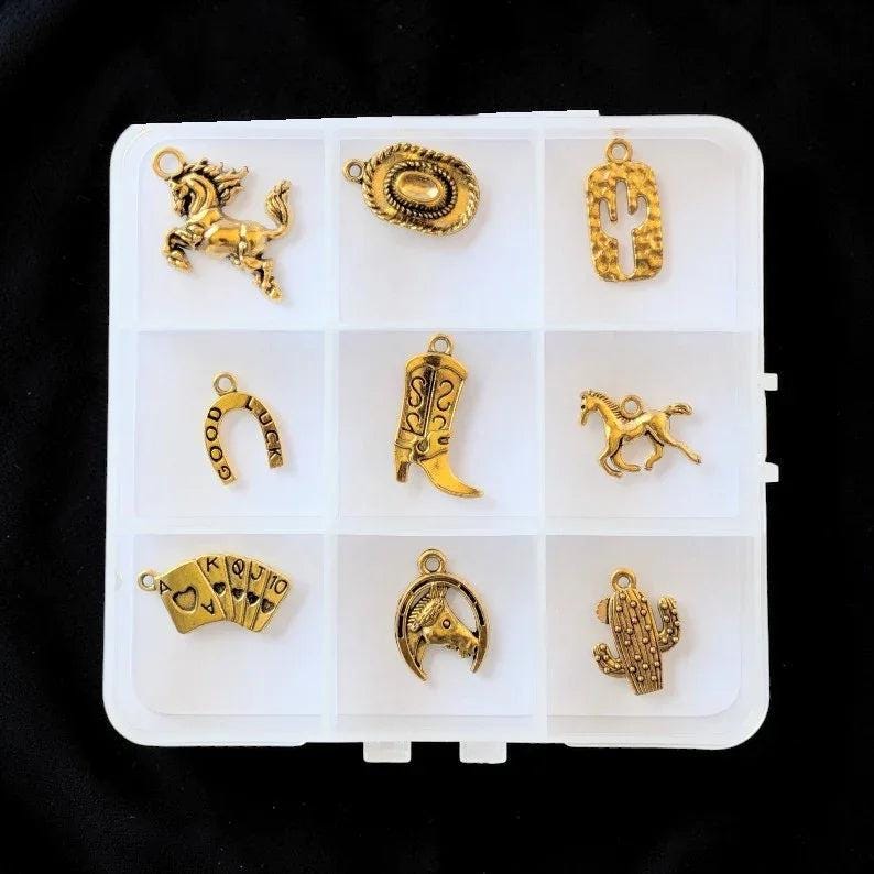 Wild West II Themed Charm Box - 9 pc., Gold - - LadybugfeetDesigns -