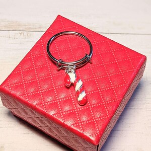 Candy Cane Expandable Charm Ring - - LadybugfeetDesigns -