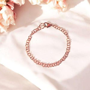 Rose Gold Small Rolo Charm Bracelet Base - D.i.y. - Build Your Charm Bracelet! - - LadybugfeetDesigns -
