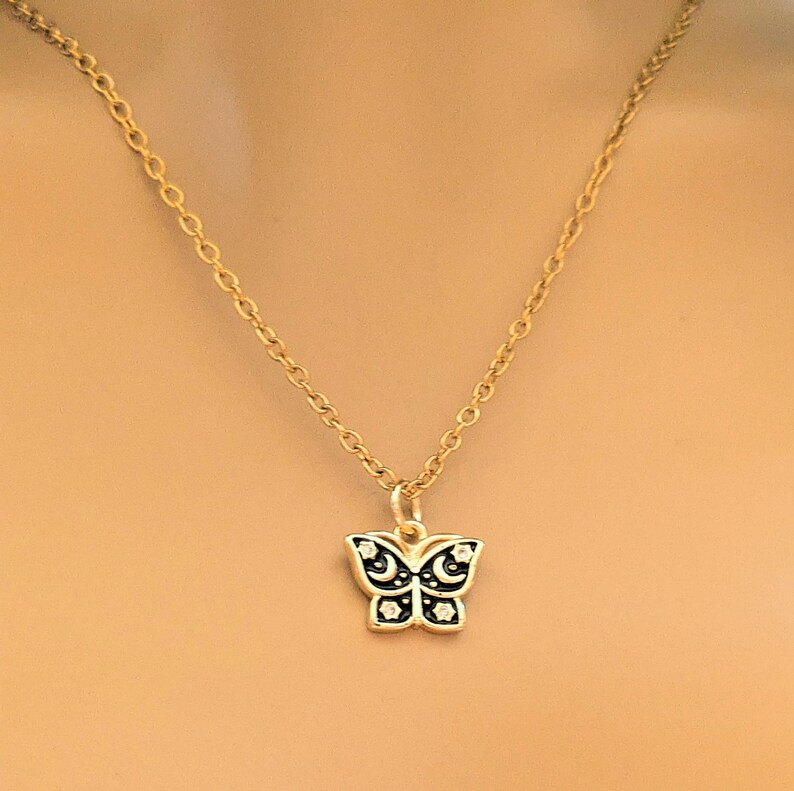 Celestial Butterfly necklace, Gold- 20 inch - - LadybugfeetDesigns -