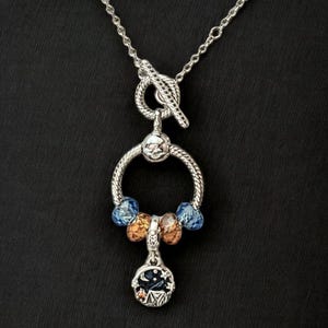 Sleeping Under the Stars Sterling Silver Toggle Charm Necklace, 20 inches - - LadybugfeetDesigns -