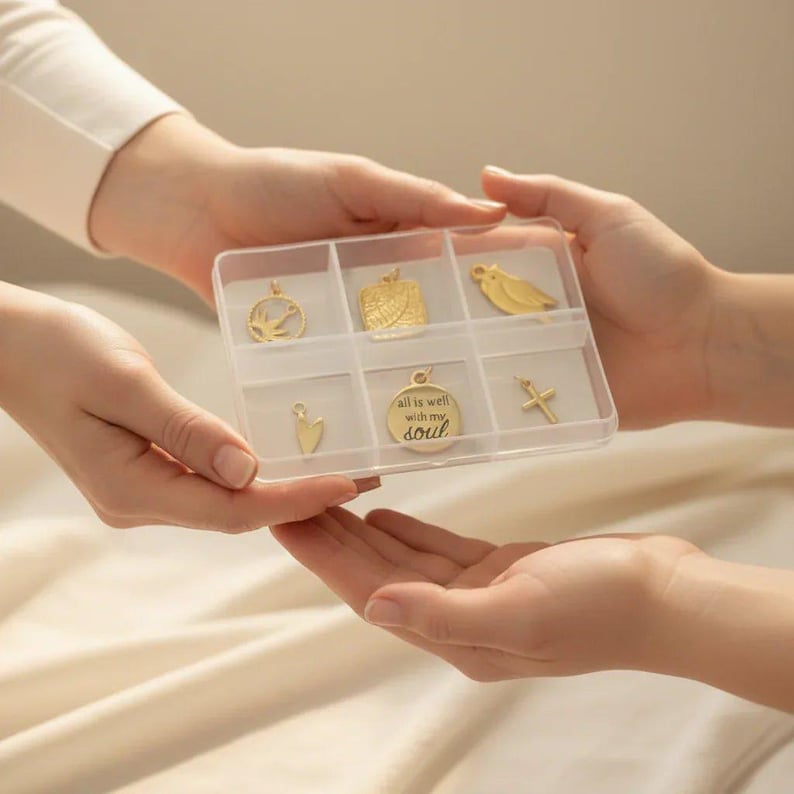 All is Well With My Soul Mini Charm Box - 6 pc., Gold - - LadybugfeetDesigns -
