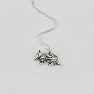 Armadillo Pendant charm necklace, Sterling Silver - 22 inch - - LadybugfeetDesigns -