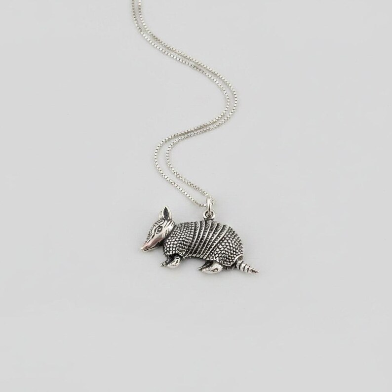 Armadillo Pendant charm necklace, Sterling Silver - 22 inch - - LadybugfeetDesigns -