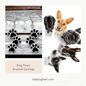 Dog Paws Enamel Earrings