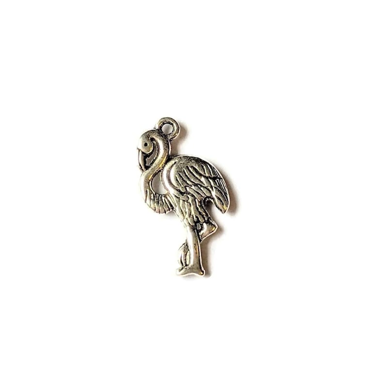 Silver Flamingo Charm - - LadybugfeetDesigns -