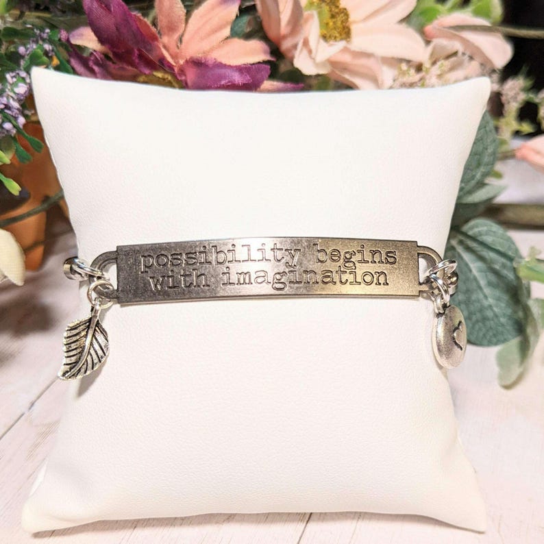 Possibility Begins with Imagination adjustable bolo bracelet - - LadybugfeetDesigns -