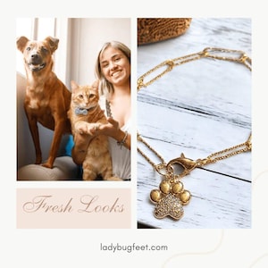 Gold Dog/Cat Paw Paperclip Chain Bracelet - - LadybugfeetDesigns -