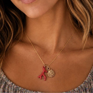 Red Coral necklace, Gold - 18- 24 inch