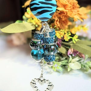 Zebra Stripe Heart Purse Charm/Junk Journal Charm - - LadybugfeetDesigns -