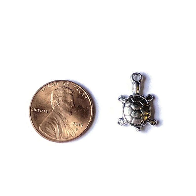 Silver Tiny Turtle/Tortoise Charm - - LadybugfeetDesigns -