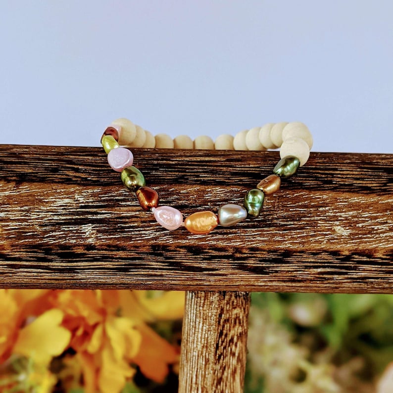 Multi Color Freshwater Pearl Stretch bracelet - - LadybugfeetDesigns -