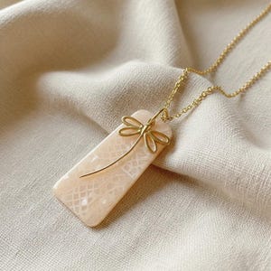 Dragonfly Tag necklace, Gold - 30 inch - - LadybugfeetDesigns -