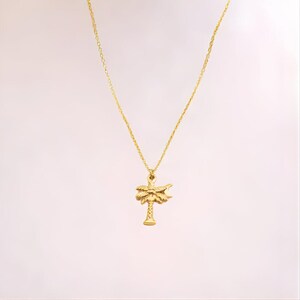 Palm Tree Necklace, Gold - 18- 24 inch - - LadybugfeetDesigns -