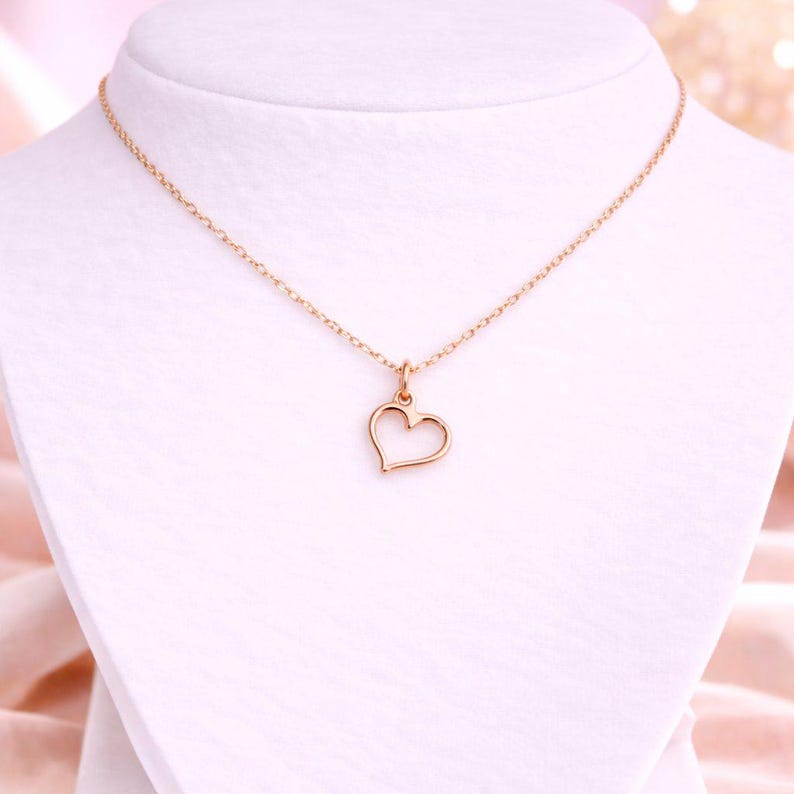 Open Heart necklace and earring set, Rose-Gold - 18 inch - - LadybugfeetDesigns -