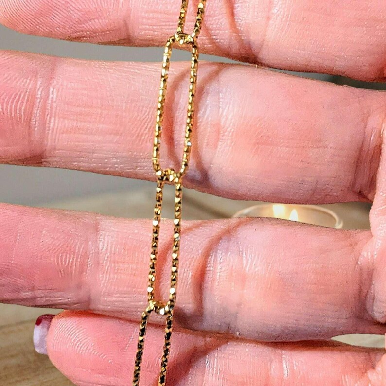 Diamond Cut Paperclip Chain necklace, Gold - 18- 24 inch - - LadybugfeetDesigns -