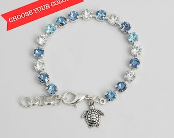 Sea Turtle Faceted Crystal Bracelet