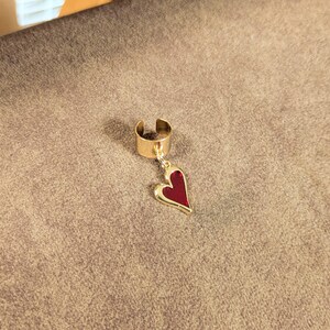 Enamel Heart Ear Cuff, Gold - - LadybugfeetDesigns -