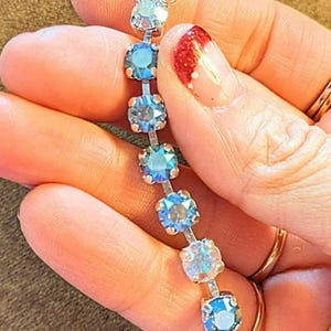Whale/Dolphin Tail Faceted Crystal Bracelet, Silver - - LadybugfeetDesigns -
