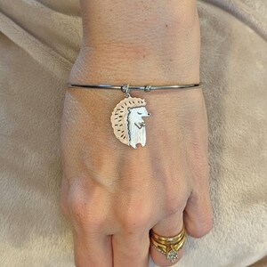 Hedgehog Euro Bangle Cuff, Silver - - LadybugfeetDesigns -