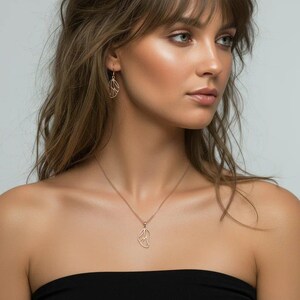 Butterfly/Fairy Wing Rose Gold necklace/earrings set, 18 inch - - LadybugfeetDesigns -