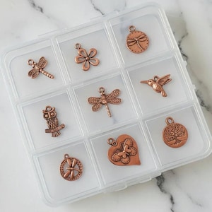 Boho Nature Charm Box - 9 pc., Rose-Gold/Copper - - LadybugfeetDesigns -
