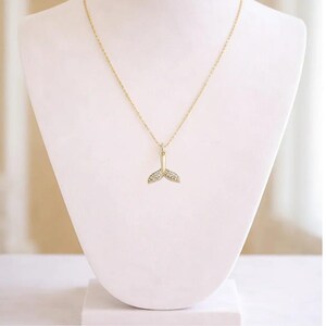 CZ Whale Tail necklace, Gold - 20 inch - - LadybugfeetDesigns -