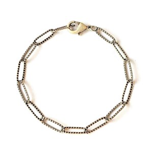 Antique Silver Textured Paperclip Link Charm Bracelet Base - D.i.y. - Build Your Charm Bracelet! - - LadybugfeetDesigns -