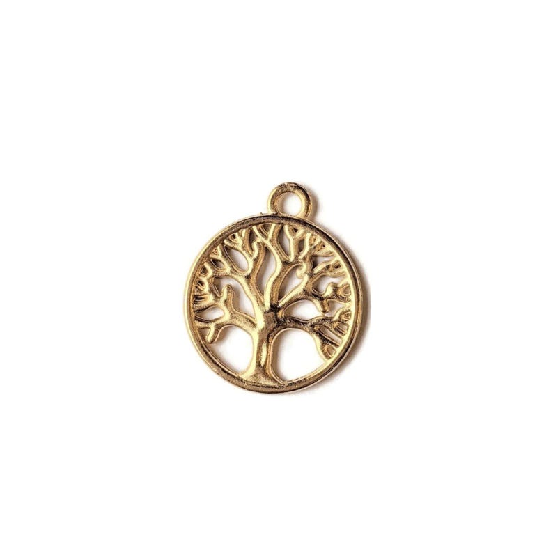 Matte Gold Tree of Life Charm - - LadybugfeetDesigns -