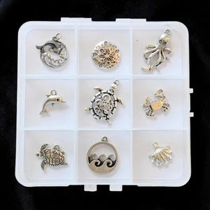 Ocean Lover II Charm Box - 9 pc., Silver - - LadybugfeetDesigns -