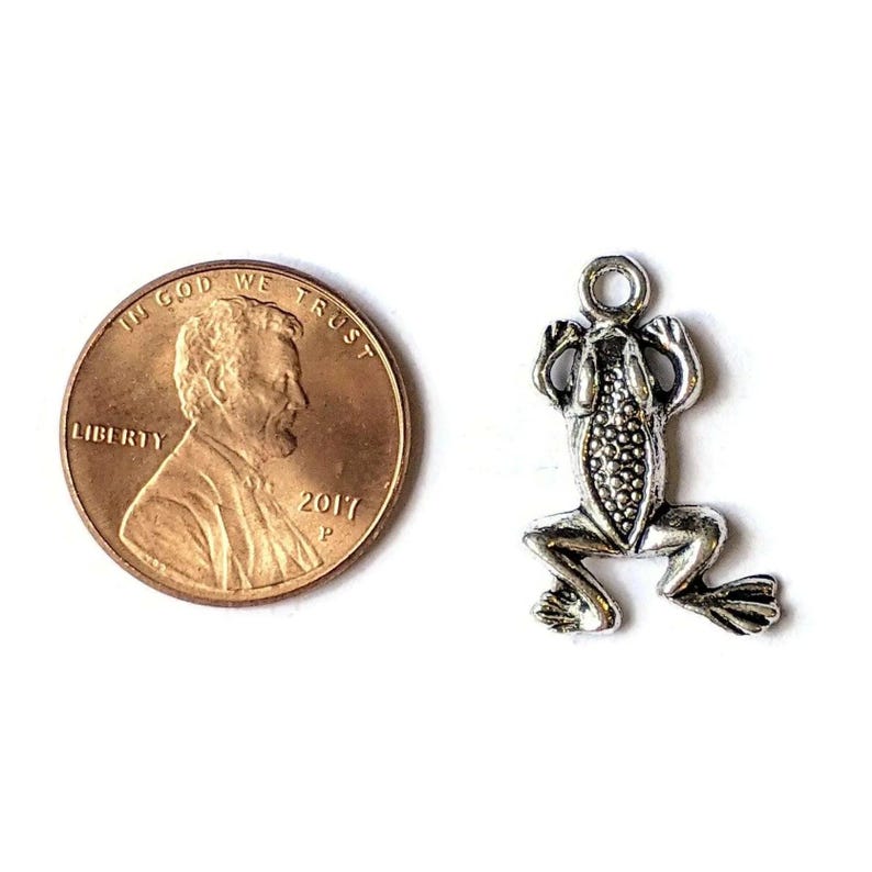Silver Frog Charm - - LadybugfeetDesigns -
