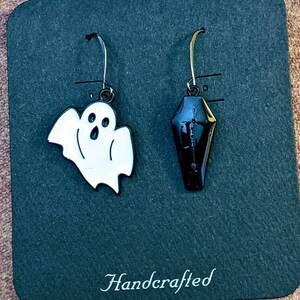 Mismatched Ghost/Coffin Halloween Earrings VII - - LadybugfeetDesigns -