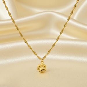 Paw Print necklace, Gold- 20 inch - - LadybugfeetDesigns -