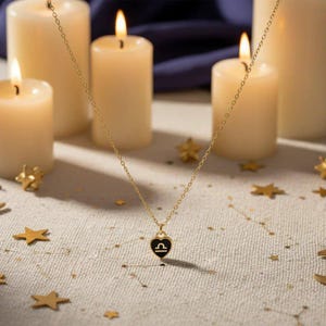 Zodiac Sign Heart Necklace, Gold - 20 inches - - LadybugfeetDesigns -