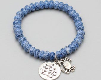 A Walk on the Beach is Good for the Soul Beaded Stretch Bracelet