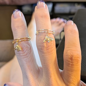 Horse Adjustable Charm Ring, Silver - - LadybugfeetDesigns -