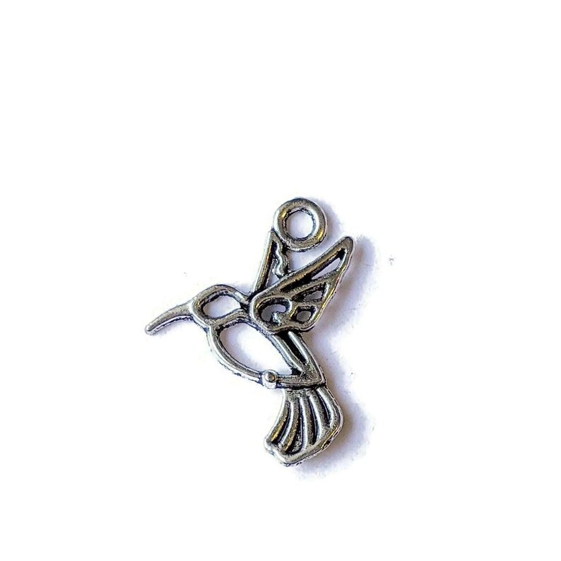 Silver Open Hummingbird Charm - - LadybugfeetDesigns -