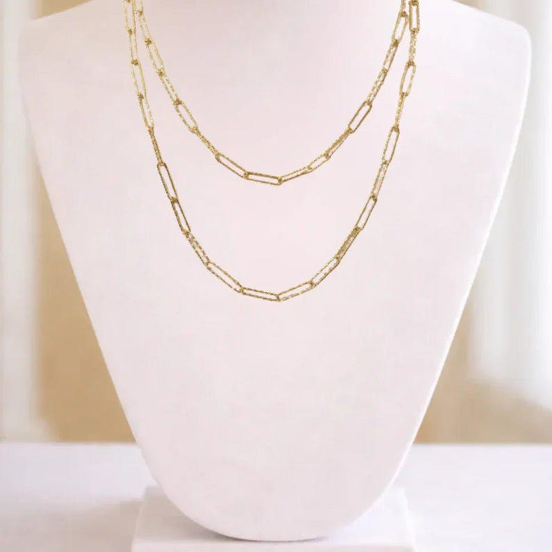 Diamond Cut Paperclip Chain necklace, Gold - 18- 24 inch - - LadybugfeetDesigns -
