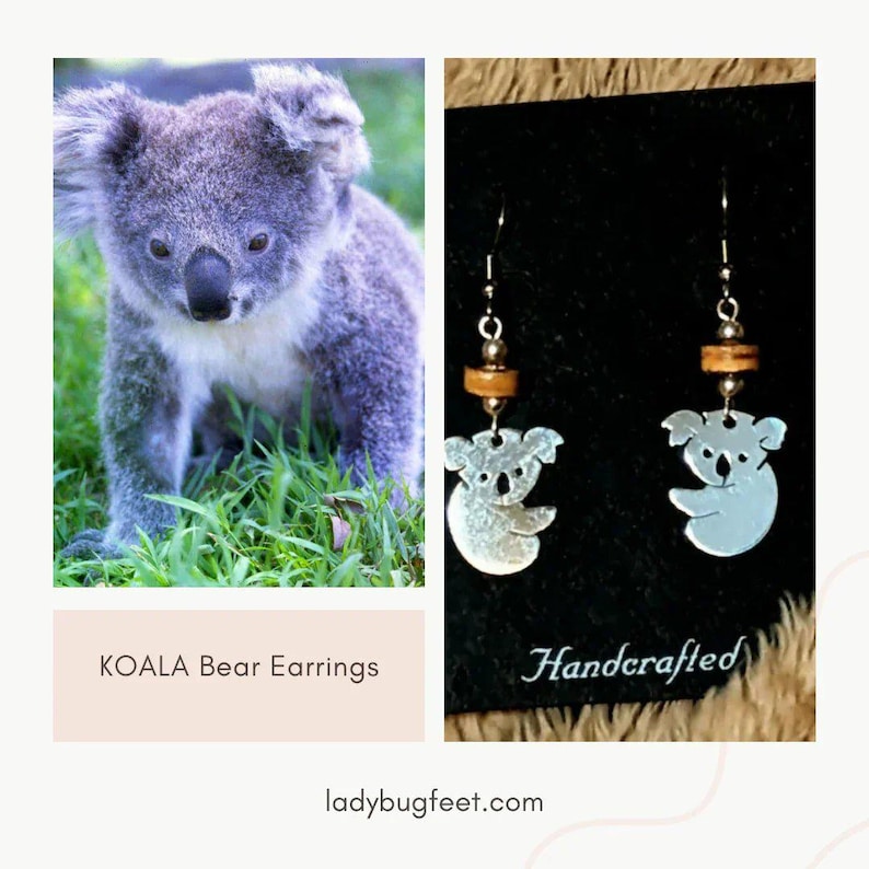 KOALA Bear Earrings - - LadybugfeetDesigns -