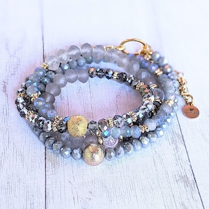 Regal Gray Crystal Endless wrap bracelet