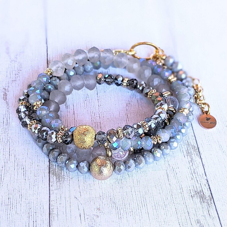 Regal Gray Crystal Endless wrap bracelet