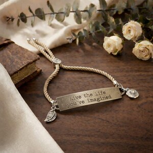 Live the Life You've Imagined Twisted Rope Bolo bracelet - - LadybugfeetDesigns -