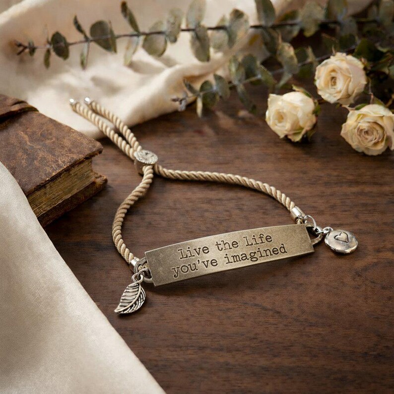 Live the Life You've Imagined Twisted Rope Bolo bracelet - - LadybugfeetDesigns -