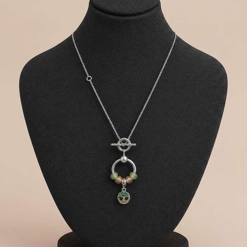 Tree of Life - Life Force Sterling Silver Toggle Charm Necklace, 20 inches - - LadybugfeetDesigns -