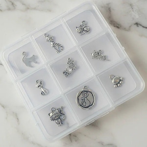 Cat Person Charm Box - 9 pc., Silver - - LadybugfeetDesigns -