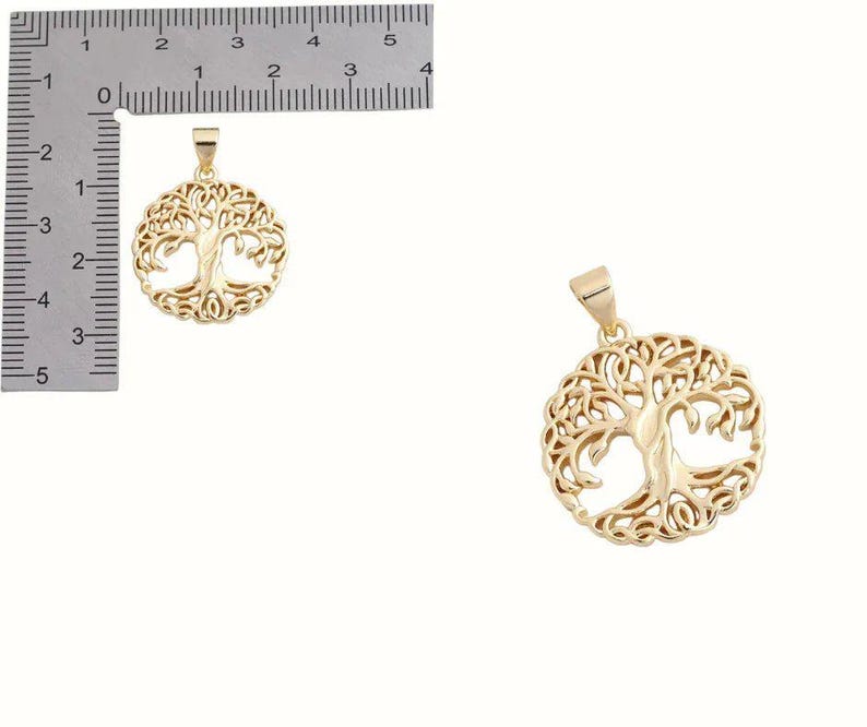 Tree of Life necklace, Gold- 20 inch - - LadybugfeetDesigns -