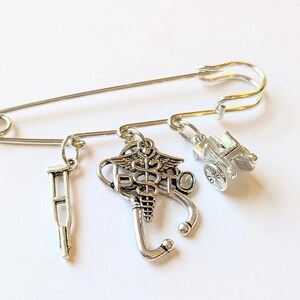 PT - Physical Therapist Safety Pin Brooch, Purse Charm - - LadybugfeetDesigns -